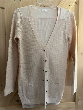 Light Pale Pink V-Neck Button Cardigan Sweater